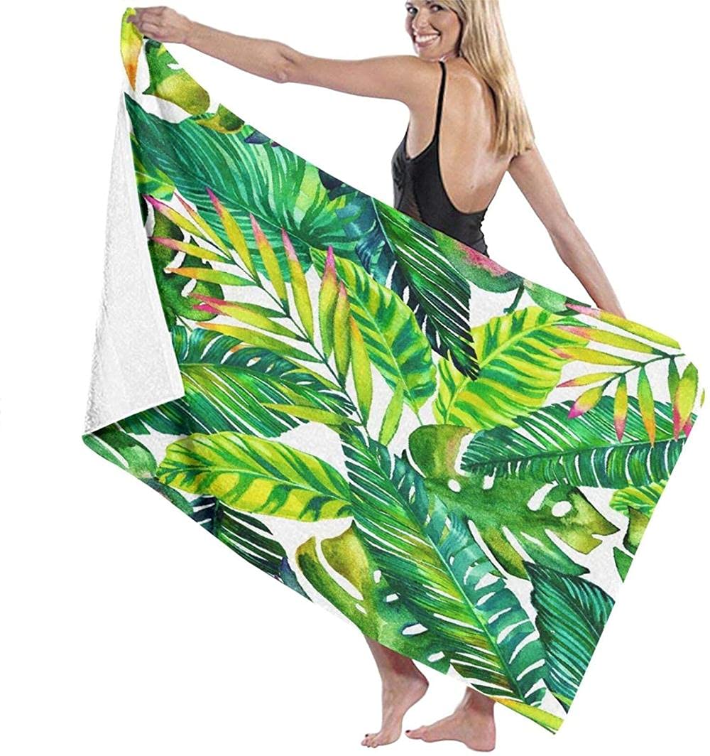 Asciugamano Da Bagno Foglie Tropicali Verdi Foglia Di Palma Telo Da Bagno Leggera Nuoto Bagno Asciugamano Assorbimento Telo Mare Per Nuoto Campeggio Yoga 80x130 Cm