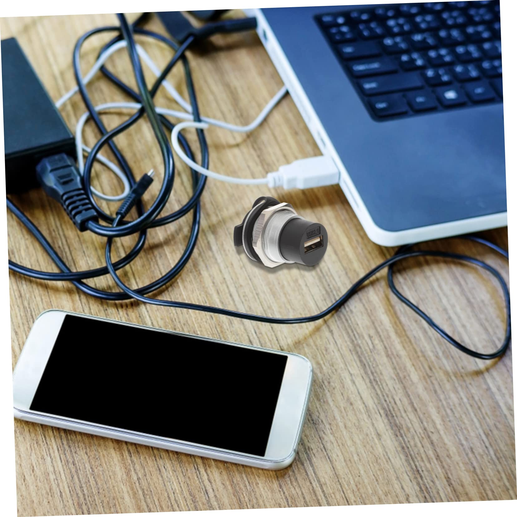 Tofficu USB Panel Mount Coupler Industrial Flush Mount USB Connector for Harsh Environments Female to Female Adapter for Desktop Laptop and Media Devices