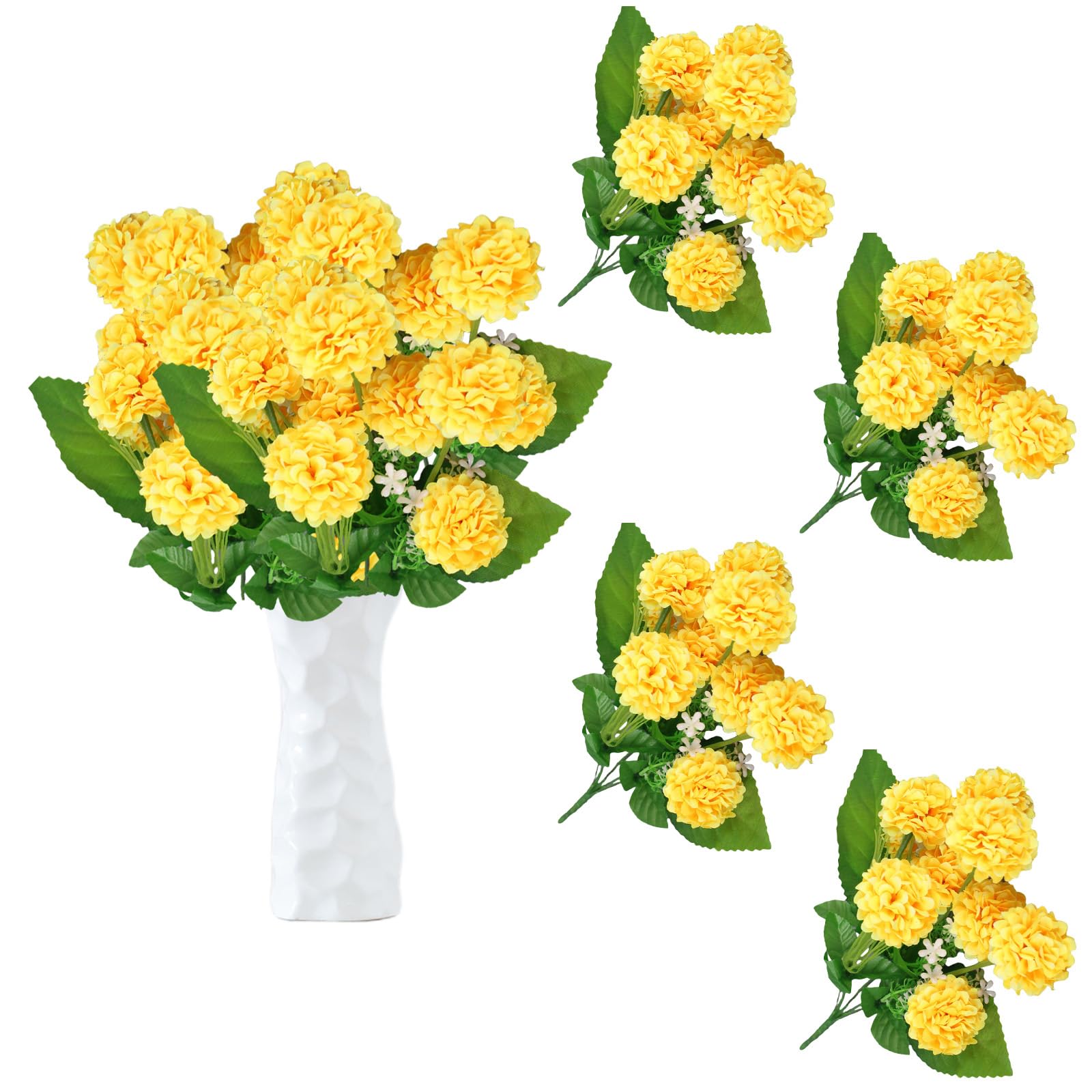 astylishome Fake Flowers for Decoration Artificial Bigger Hydrangea with Stem Real Touch False Hydrangeas Flower Bouquets for Wedding Home Party Garden Centerpiece Yellow 0506