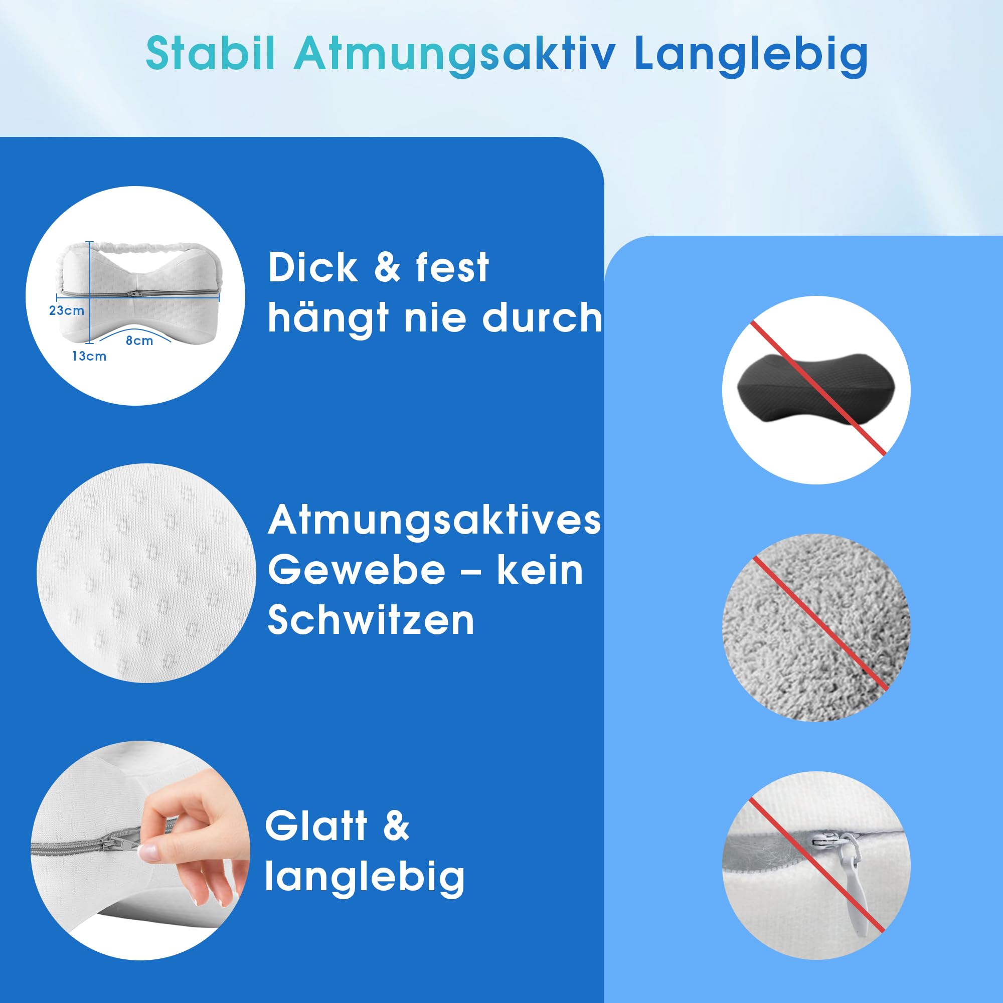 Kniekissen für Seitenschläfer – Ergonomisches Beinkissen aus Memory Foam, Kniekissen zum Schlafen für Beine, Hüfte & Rücken, Atmungsaktiver Bezug, Abnehmbar & Waschbar