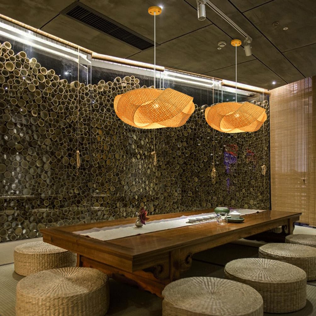 Lampada A Sospensione in bambù, Luci in Rattan Lampada A Sospensione Personalizzata Creativa Lampadario in Vimini Naturale Intrecciato A Mano Soffitto A Nido D'uccello per Sala Riunioni