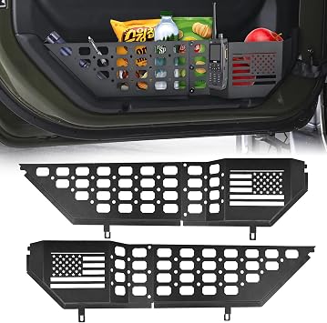2 Pair Metal Front Door Pockets Storage Box Compatible with Jeep Wrangler JL JLU 4XE 2018-2024 & Gladiator JT 2020-2024 2/4 Door Storage Organizer Molle Panels