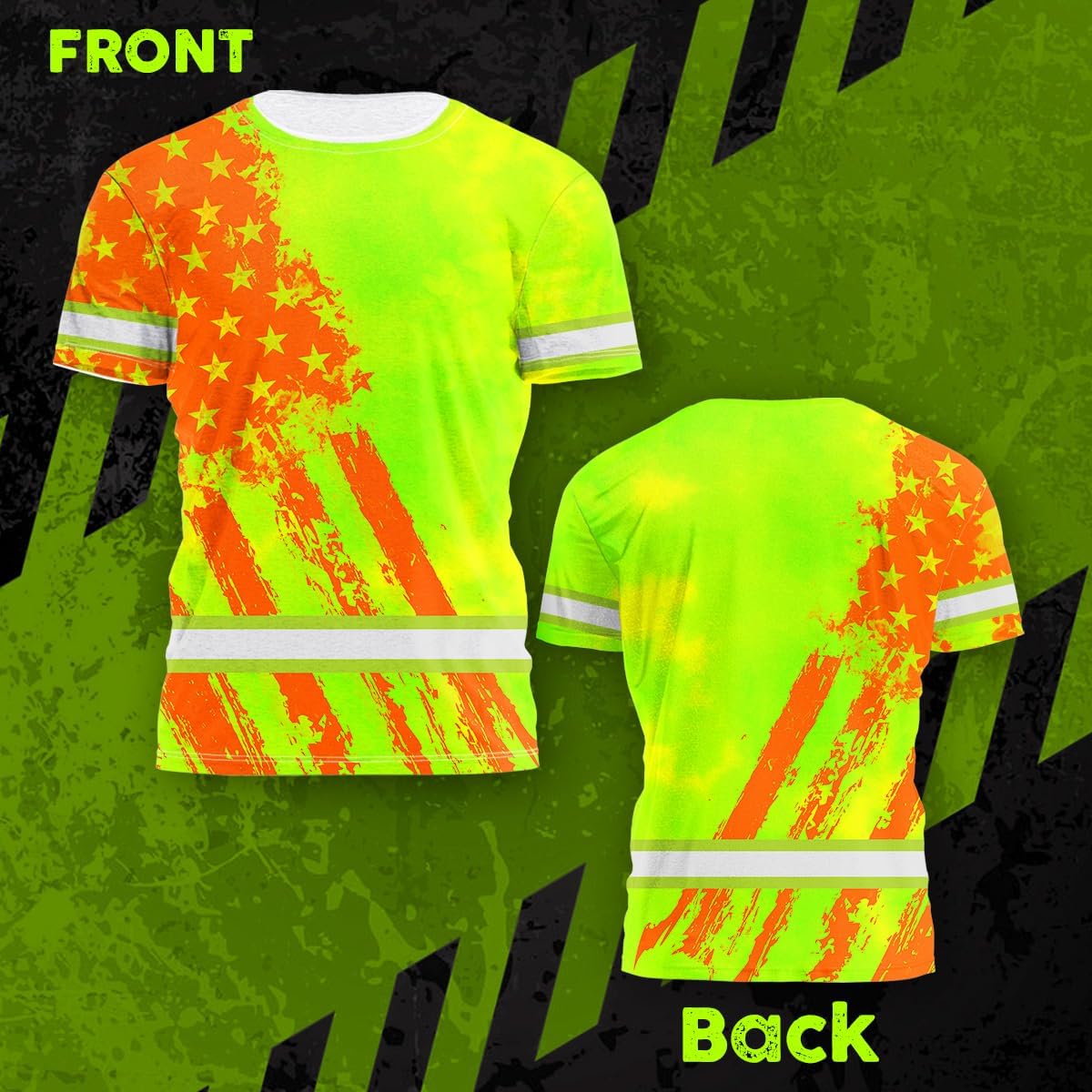 High Visibility Shirt Men Reflective Safety Shirts Custom Name for Patriot, Patriotic, Veteran, Military