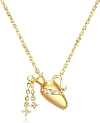 MORGAN & PAIGE .925 Sterling Silver 14K Gold Plated Zodiac Sign Necklaces for Women - Symbolic & Sophisticated Constellation Gold Necklace for Women, Sparkling Cubic Zirconia Accents 18 inches