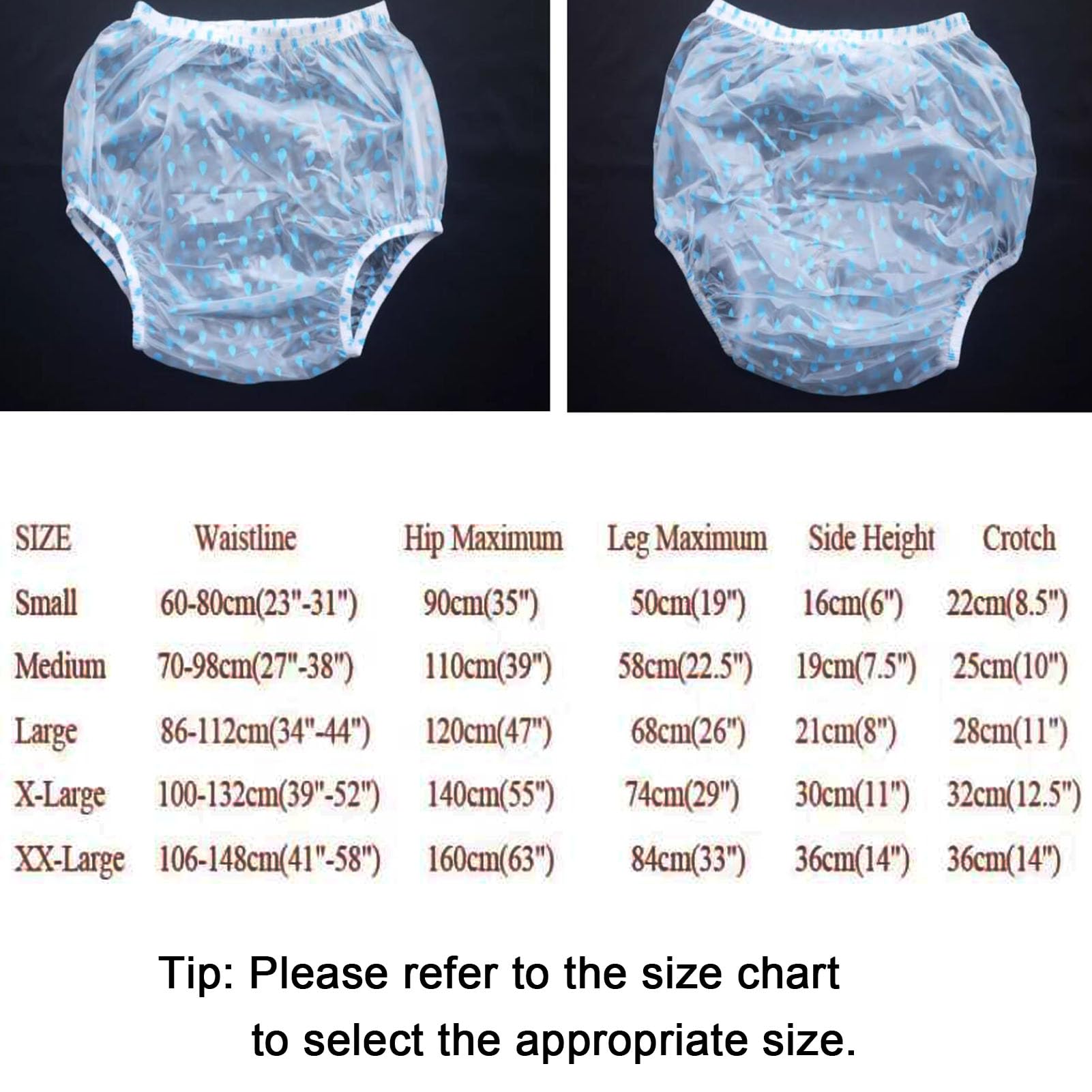 Adulto Incontinencia Pantalones de Plástico Ropa Interior Prueba de Fugas para Incontinencia Bragas Silencioso Cómodo para Unisex Lavable ReutilizableClear,S