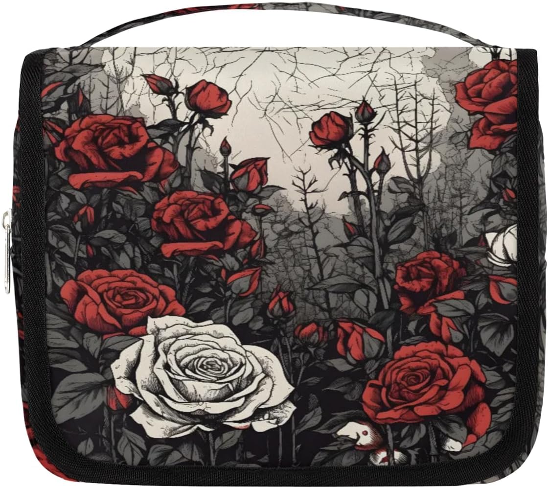 Rose Hanging Travel Toiletry Bag for Kids, Women Cosmetic Organizer Makeup Bag Pouch Men Shaving Dopp Kit Shower Bag With Sturdy Hook
