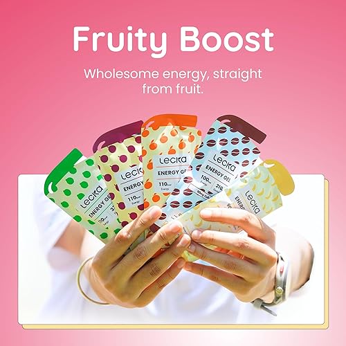 Miniatura 3 de Lecka Natural Energy Gel de maracuyá, 12 geles para correr con 0.88 oz de carbohidratos, 110 calorías y electrolitos naturales  Mezcla de fruta real