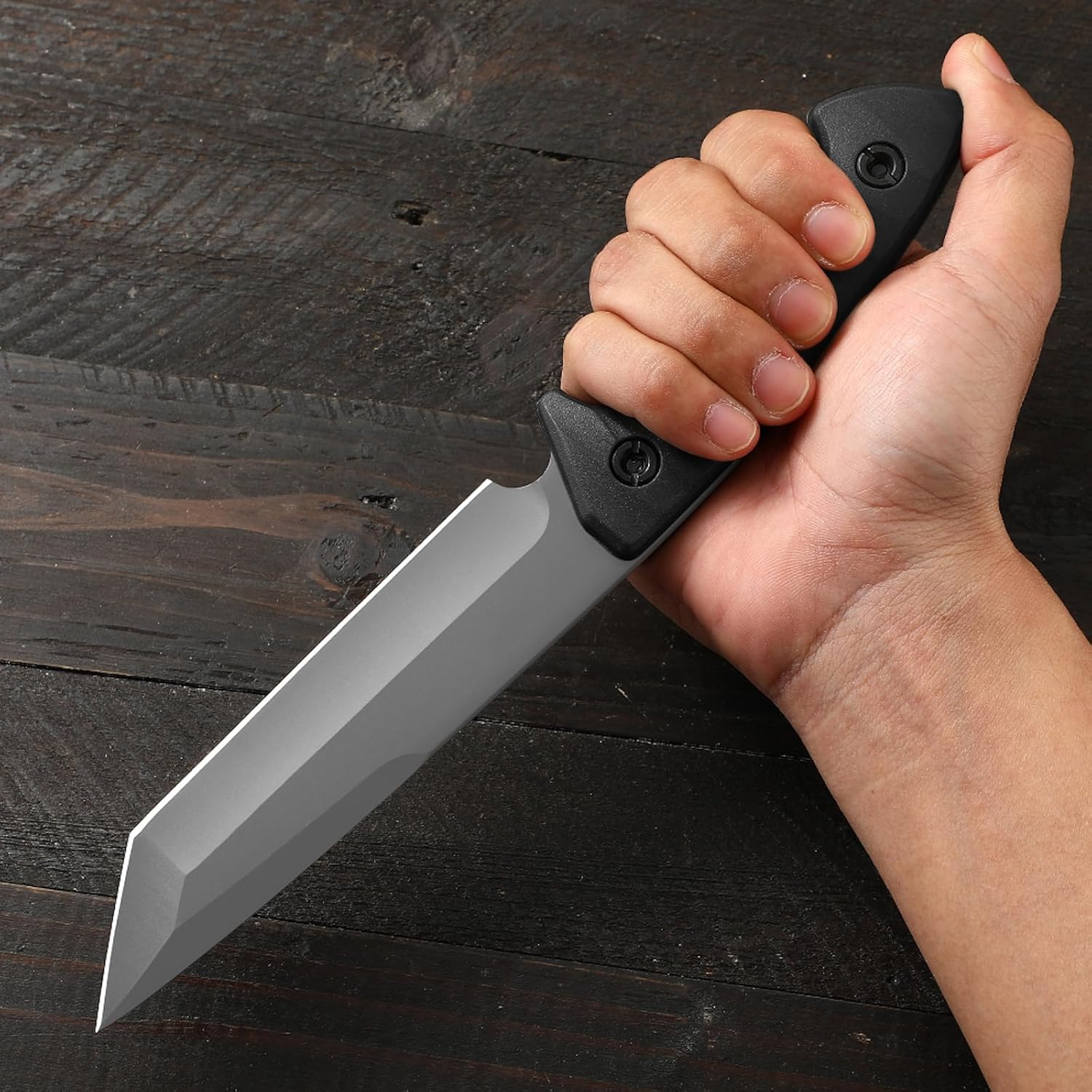 DRACHENADER Fixed Blade Knife, Tanto Knife Fixed Blade with Sheath Tactical Sharp Full Tang Outdoor Survival, Versatile for Horizontal, Scout Carry and Vertical Carry