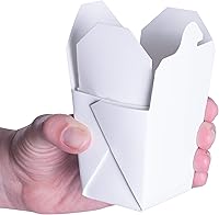 Vista 7 de Cajas de comida chinas blancas reciclables de 8oz 16oz 100pk. 50 unidades cada 16 y 8 onzas a prueba de fugas, a prueba de grasa para restaurantes