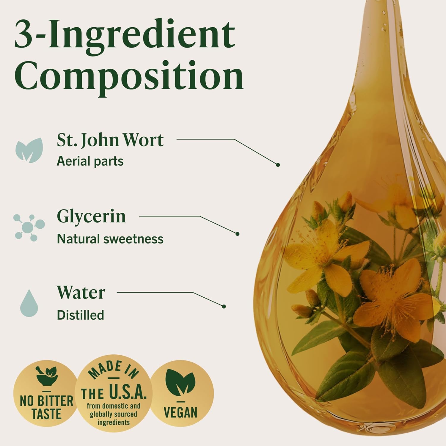 HERBAMAMA St. John's Wort Tincture - Vegan Mood Support & Women's Calmness with St. John's Wort Extract Drops - Non-GMO, Alcohol & Sugar-Free Liquid Supplement, 84-Day Supply