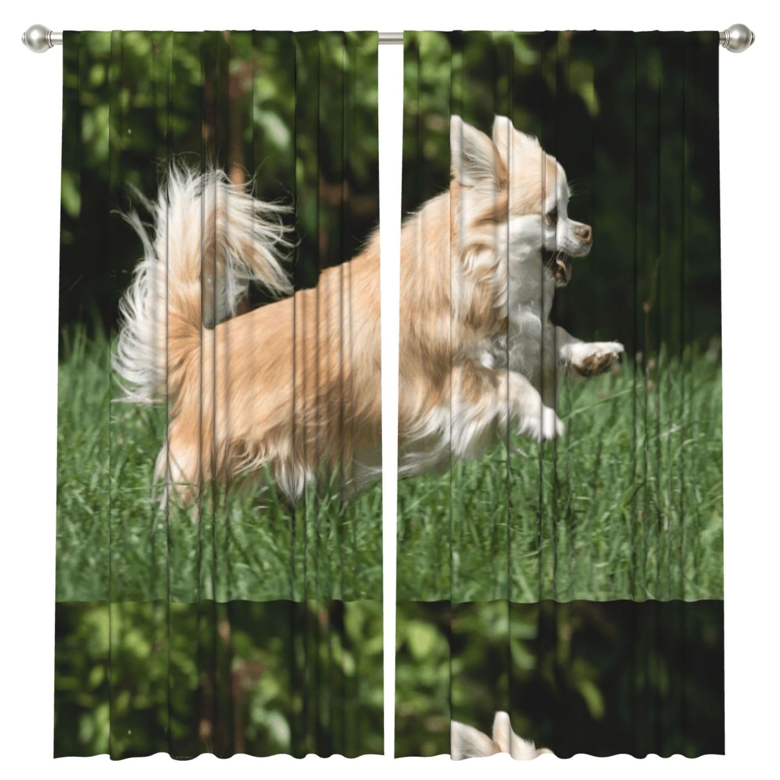 InOmak Playing Chihuahua Pattern, 2 Panels Window Curtains 52 x 84 Inch Blackout Curtains for Living Room Bedroom