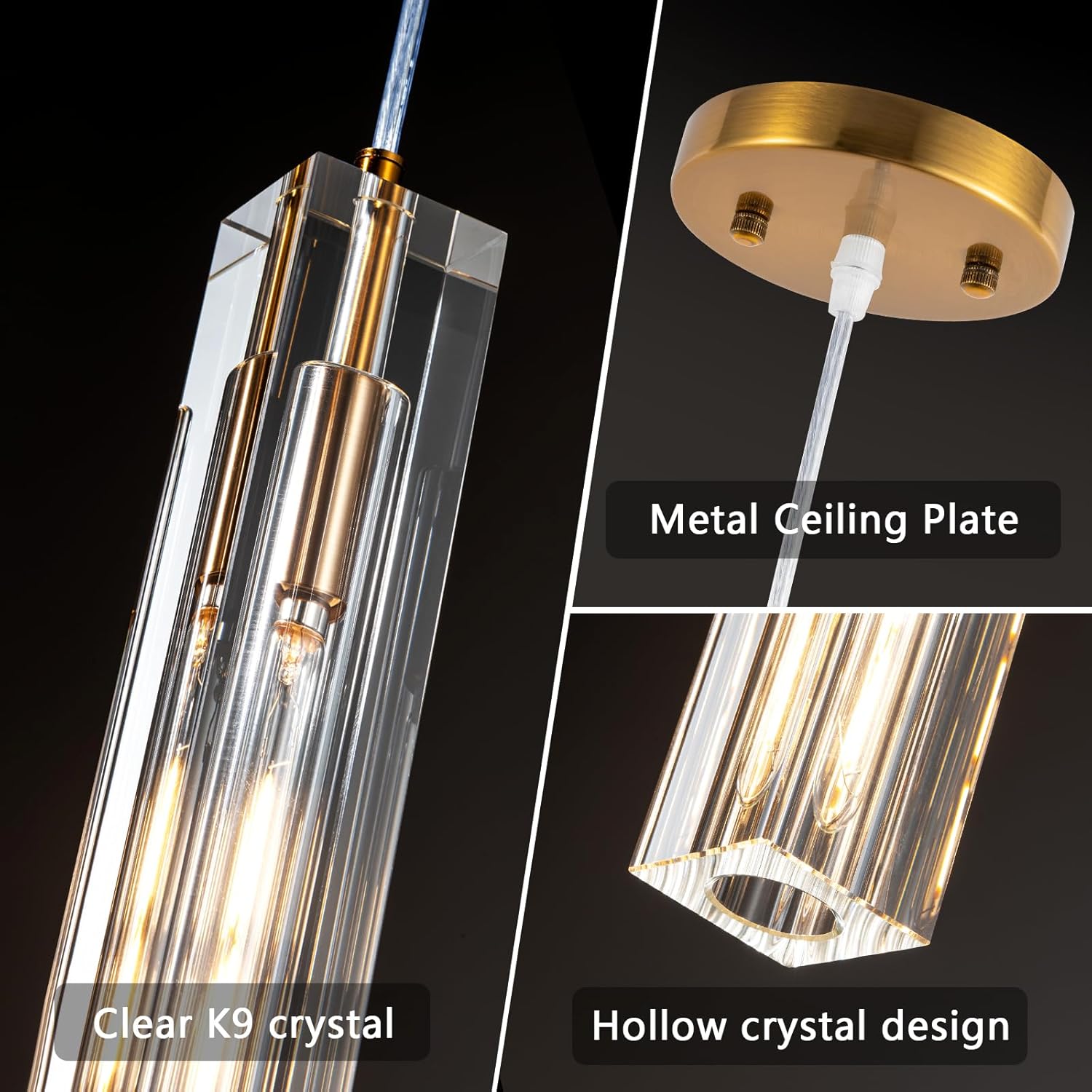 Modern Crystal Ceiling Kitchen Light Fixtures Pendant Lights Mini Pendant Light Pendant Lighting for Kitchen Island Bedroom Living Room Hallway Dining Room (1 Pack)