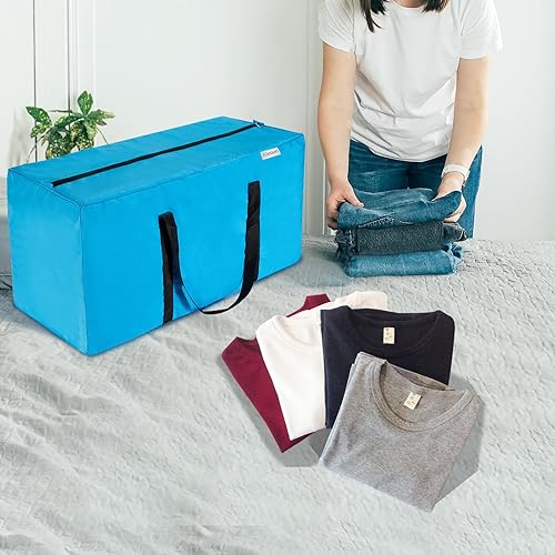 Miniatura 2 de Bolsa de mudanza extra grande, bolsa de almacenamiento resistente que ahorra espacio para embalaje de ropa, bolsa azul para mudanzas, bolsas de