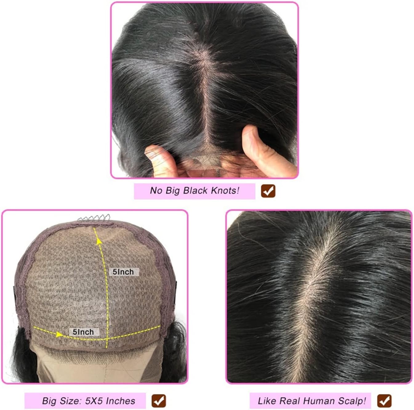 Wig 10-24 Inch Highlight Color 5x5 PU Silk Base Wig Brazilian Remy Lace Front Human Hair Wigs Wavy Emulation Scalp Top Wig Pre Plucked Lace Front Wig (20inches Highlight 200%)