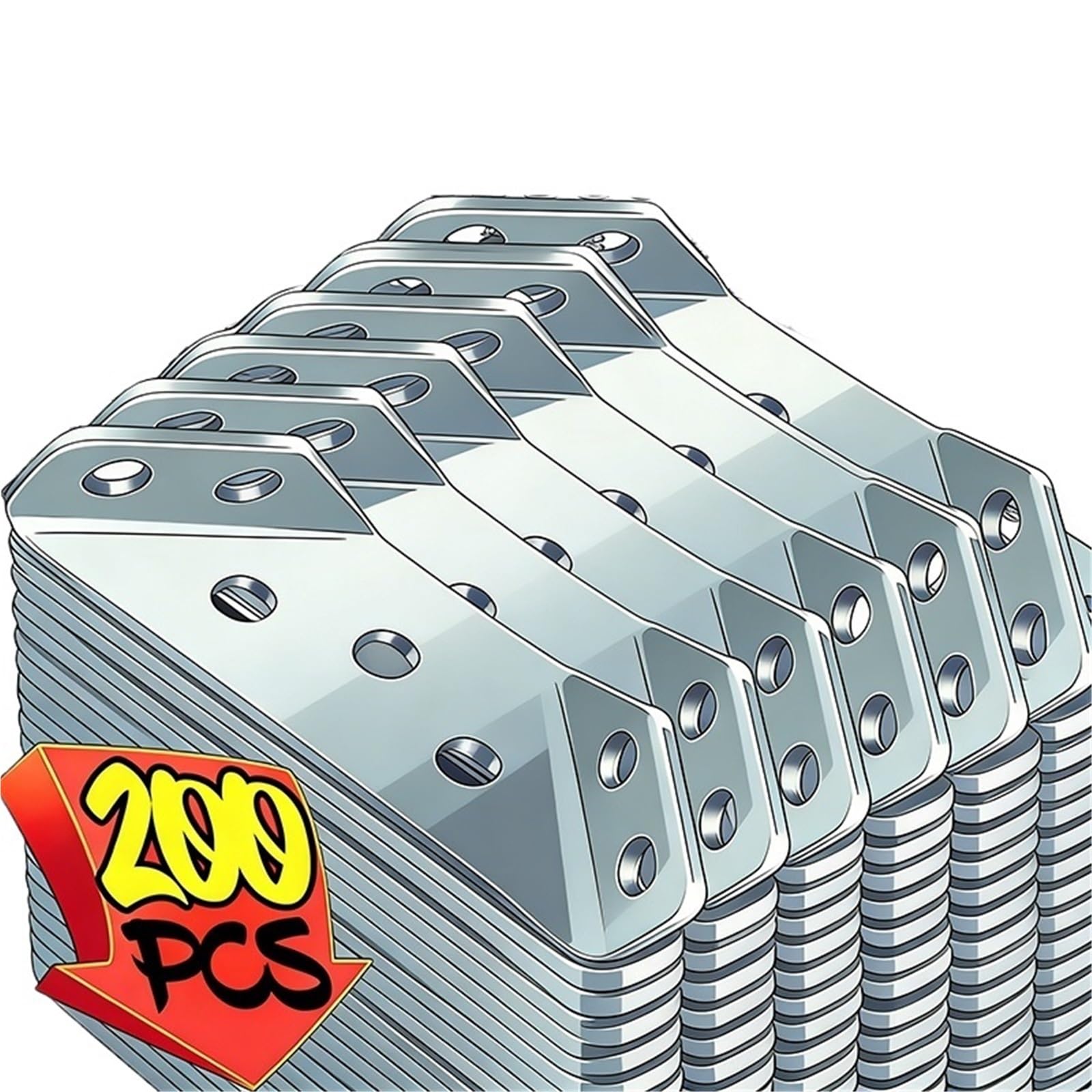 Staffe A L Angolari Metallo Staffe angolari in acciaio inossidabile con piastra in legno for fissaggio a mensola angolare for connettore for mobili a vite(200PCS(40Set))