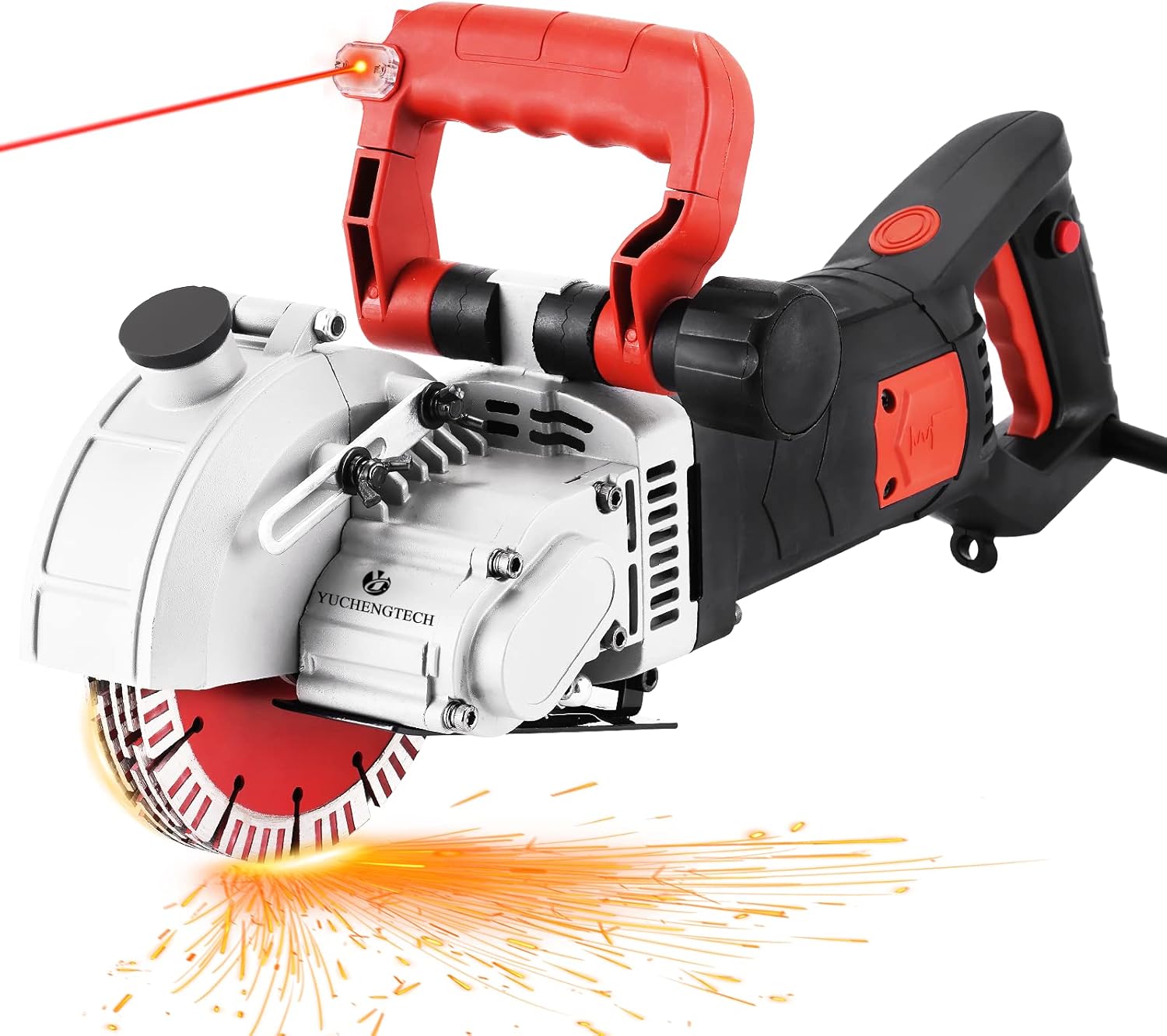 YUCHENGTECH 5800W Wall Chaser Wall Groove Cutting Machine Electric Wall Chaser Grooving Cutting Machine With Infrared Sighting Line 110V (17.5in and 5.5in)