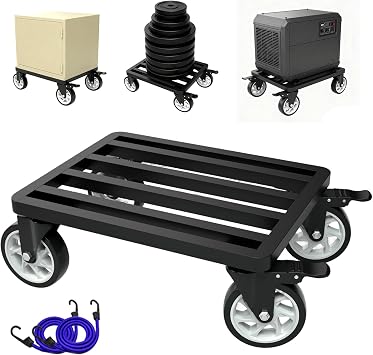 Stainless Steel Furniture Dolly, 2000lbs Capacity Heavy Duty Furniture Dolly, 5-inch Swivel casters, 18 x 18 inch Platform and Fastening Device, Safely Moving Heavy Objects