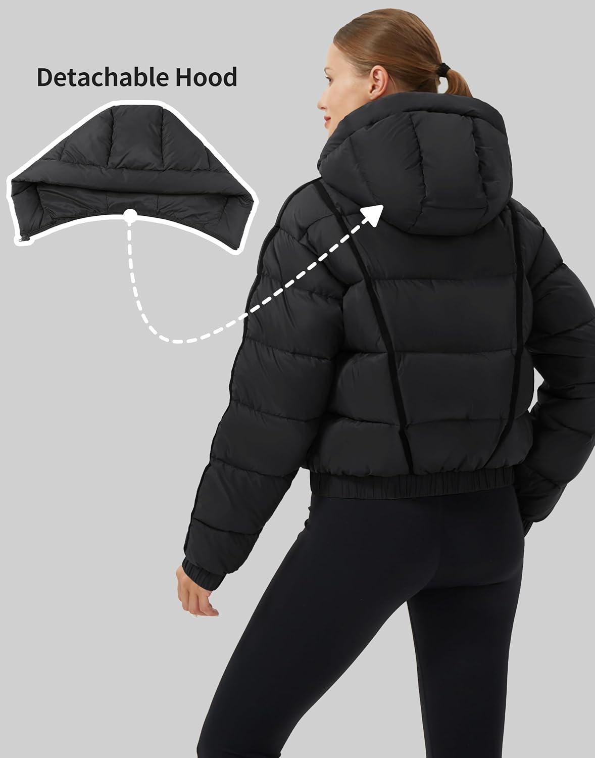 Pioneer Camp Women's Winter Cropped Puffer Jacket with Hood Waterproof Short Warm Quilted Jacket Puffy Bubble Coat Outerwear - Image 3