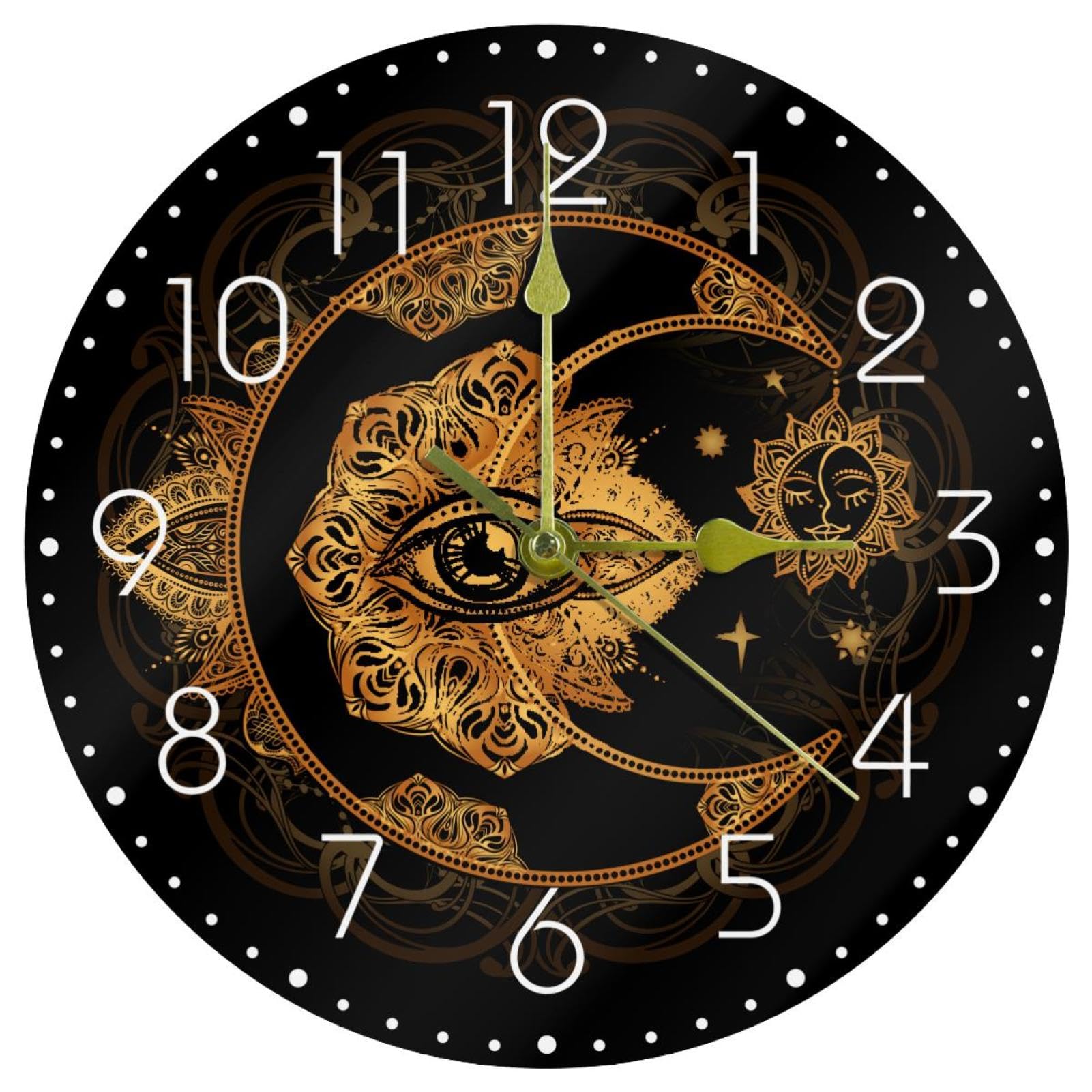 Horloge murale decorative ronde originale motif lune pour cadeau maison