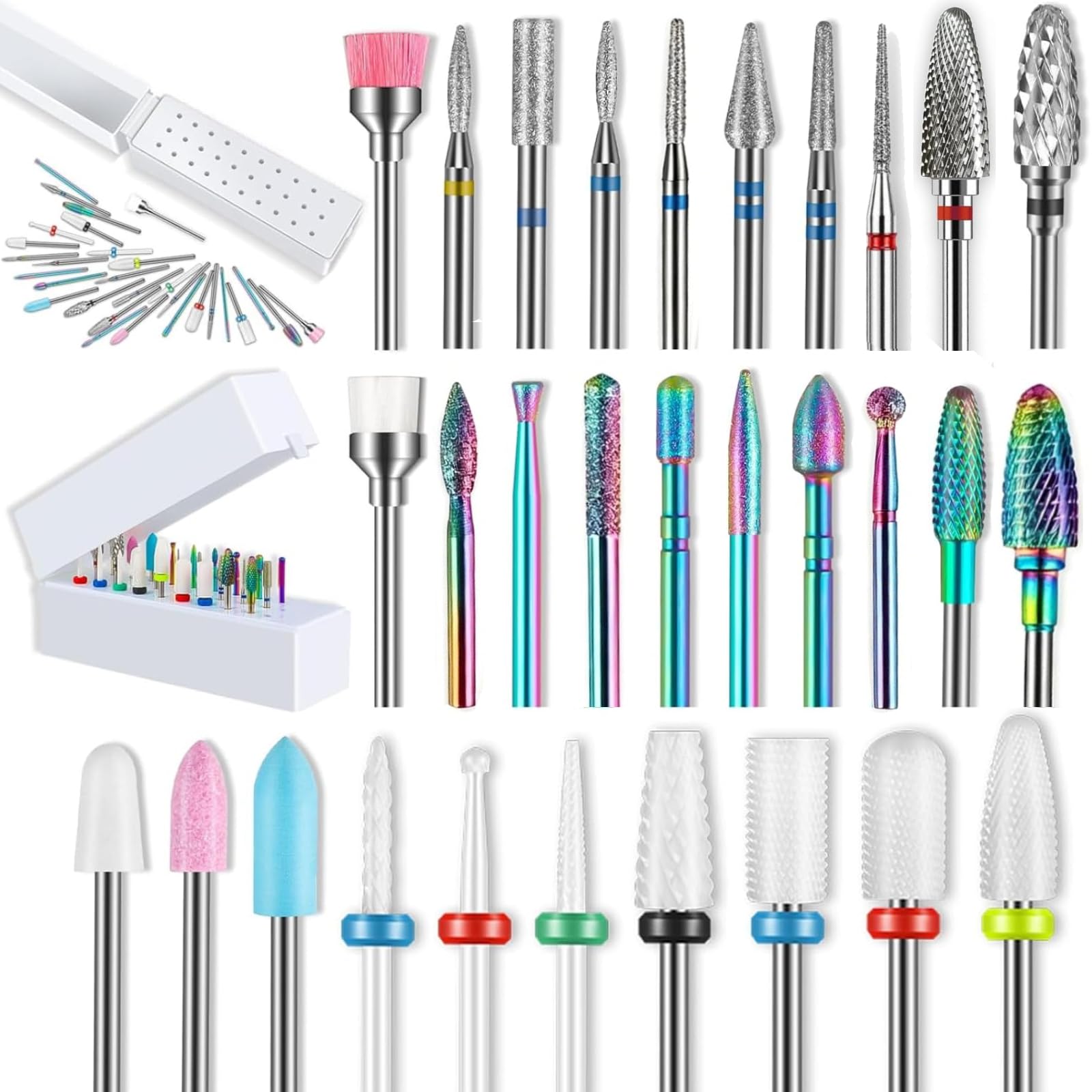 30 embout ponceuse ongles avec boîte pour Cuticules, Sécurité Pour Débutant