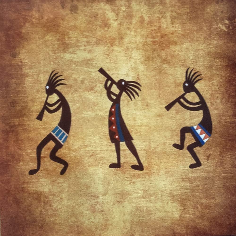 JAWO Southwestern Shower Curtain for Bathroom, Southwest Native American Kokopelli Ethnic Pattern Bathroom Accessories Fabric Bathroom Curtain with 12 Hooks 69X84