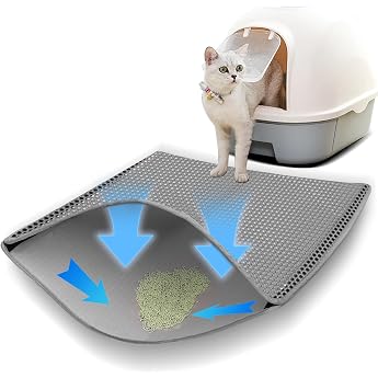 Cat Litter Tray Mat Large XXL 90 x 60 cm Double Layer Honeycomb Waterproof Cat Litter Mat Made of EVA Non-Slip Cat Litter Tray Mat with Closure Easy to Clean and Flexible for Cat Litter Tray
