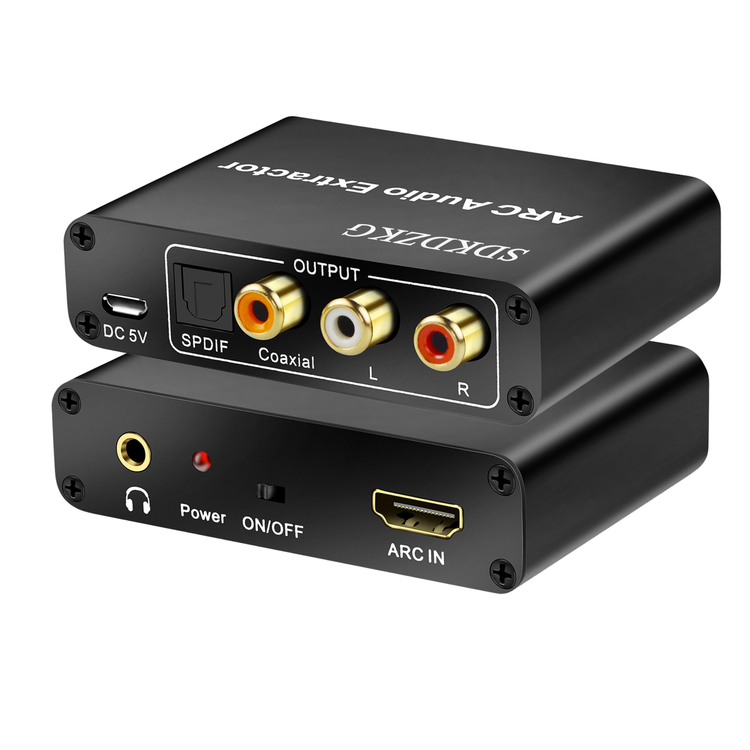 HDMI ARC Audio Konwerter, HDMI ARC Ekstraktor Adapter z Cyfrowy Optyczny Toslink SPDIF Koncentryczny oraz Analogowe RCA L/R 3,5 mm Stereo Audio Konwerter dla HDTV Wzmacniacz Soundbar Głośnik