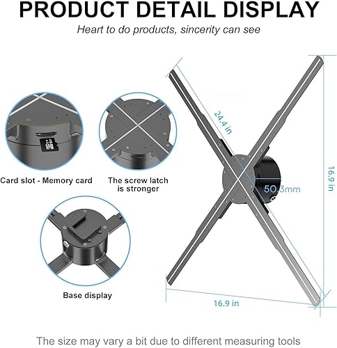 Miniatura 40 de Ventilador holográfico 3D con control remoto/WIFI/APP, ventilador holográfico de 16.5 pulgadas, resolución de 1024 x 800PX, 244 cuentas LED HD