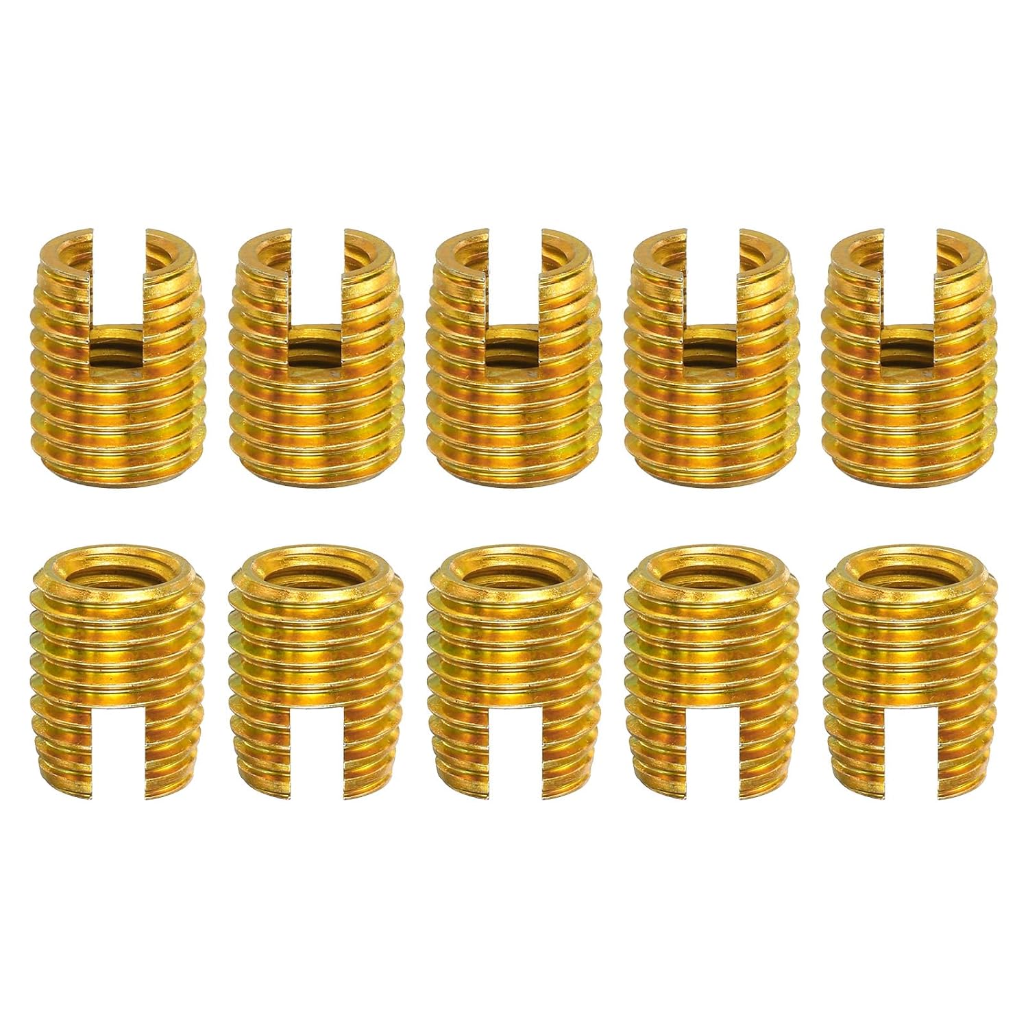 uxcell Self Tapping Threaded Inserts, 15pcs M8-1.25 Female to M12-1.5 Male Carbon Steel Slotted Thread Repair Inserts Nuts, 15mm Long