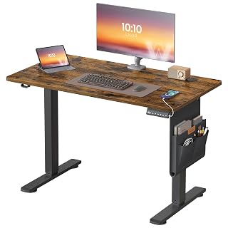 VASAGLE Electric Standing Desk, Height Adjustable Desk, 100 x 60 cm, Continuous Adjustment, Spliced Tabletop, 4 Memory Heights, Rustic Brown LSD130KD02 - Amazon product rated Grade A