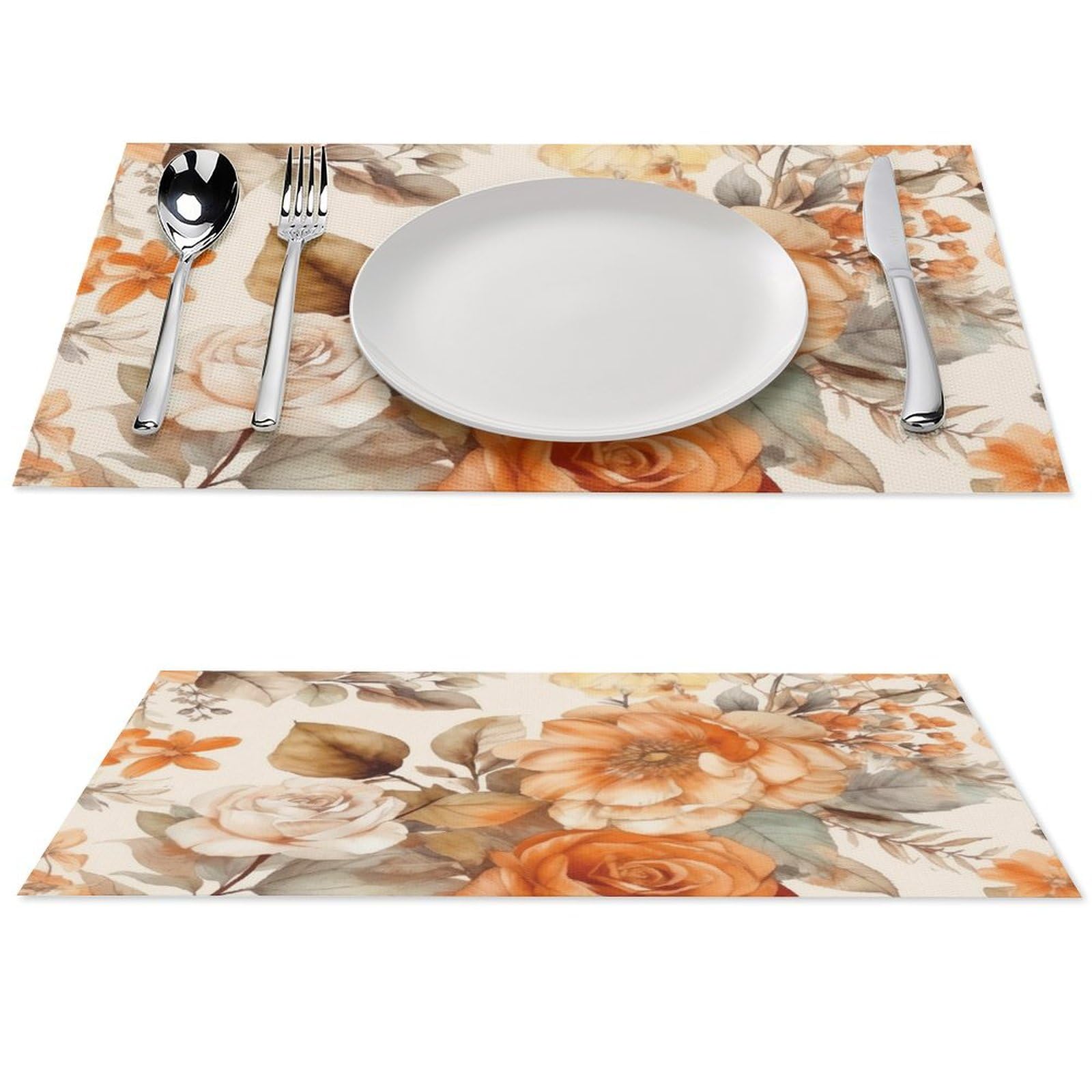 Set de table en PVC beige et orange (lot de 4) antidérapant et lavable pour salle à manger 30x45cm