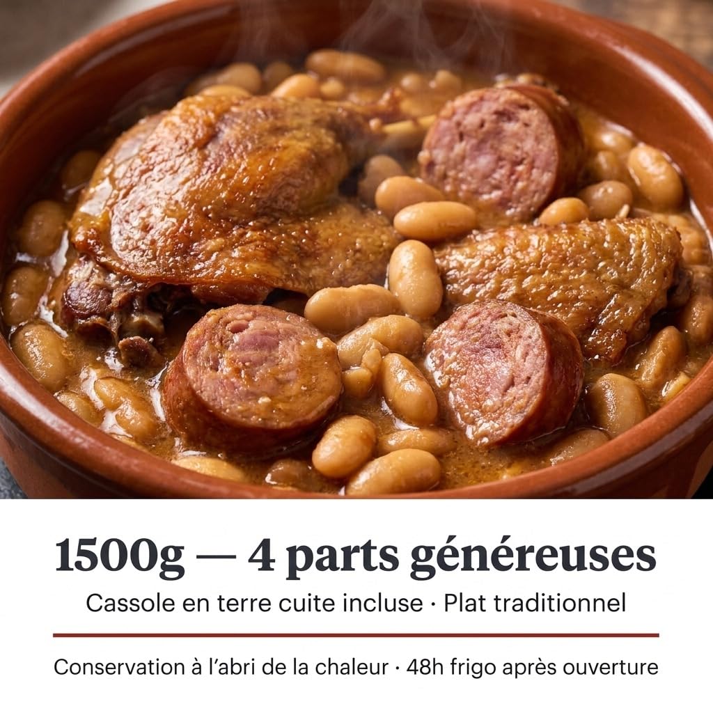 Cassoulet aux Manchons de Canard Confits 1500g et sa Cassole en Terre Cuite