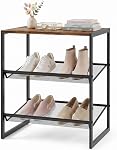 Shoe Rack Bench Shoe Storage Organizer with Seat, 5-Tier Industrial Free Standing Shoe Rack for Entryway, Narrow Shoe Rack Organizer Shelves for High Heels, Entryways, Hallways, Closets,Brown