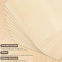Vista 6 de Paquete de 36 hojas de madera contrachapada de tilo de 1/8 pulgadas, tableros de madera sin terminar para manualidades para proyectos láser