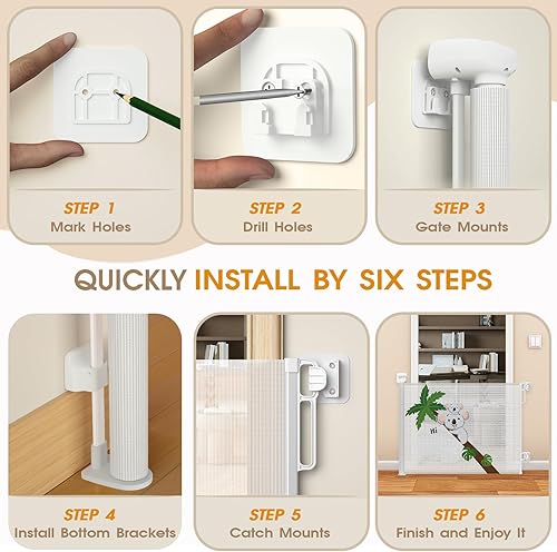 Miniatura 3 de HOMEAL Puerta retráctil para bebés de 120 pulgadas extra ancha, puerta de seguridad para bebés con aberturas grandes, puerta de malla retráctil