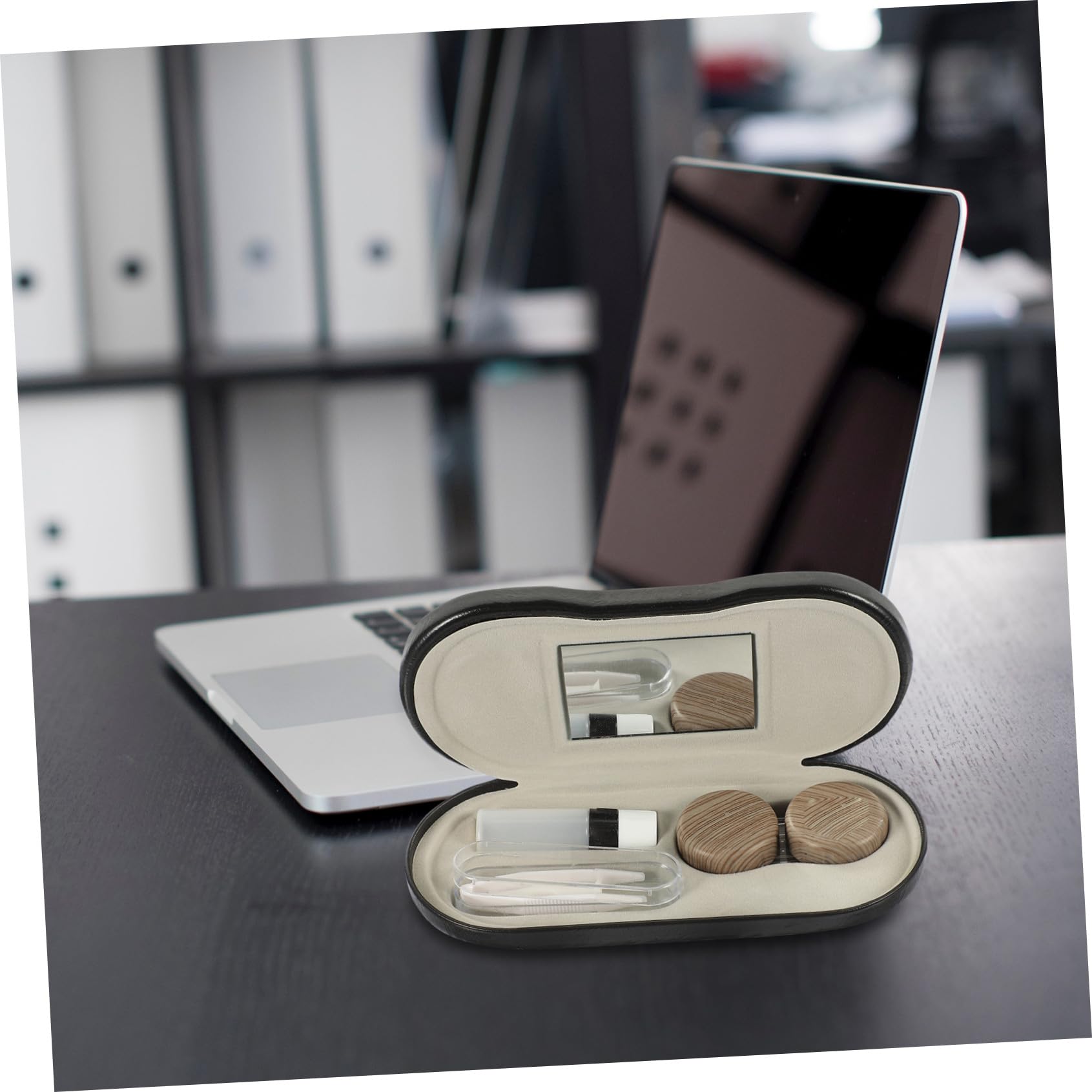 PLAFOPE 1set Organizer Per Occhiali Pu Pelle Custodia Doppio Per Sole e Ottici Compatto e Leggero Per Viaggi e Uso Quotidiano