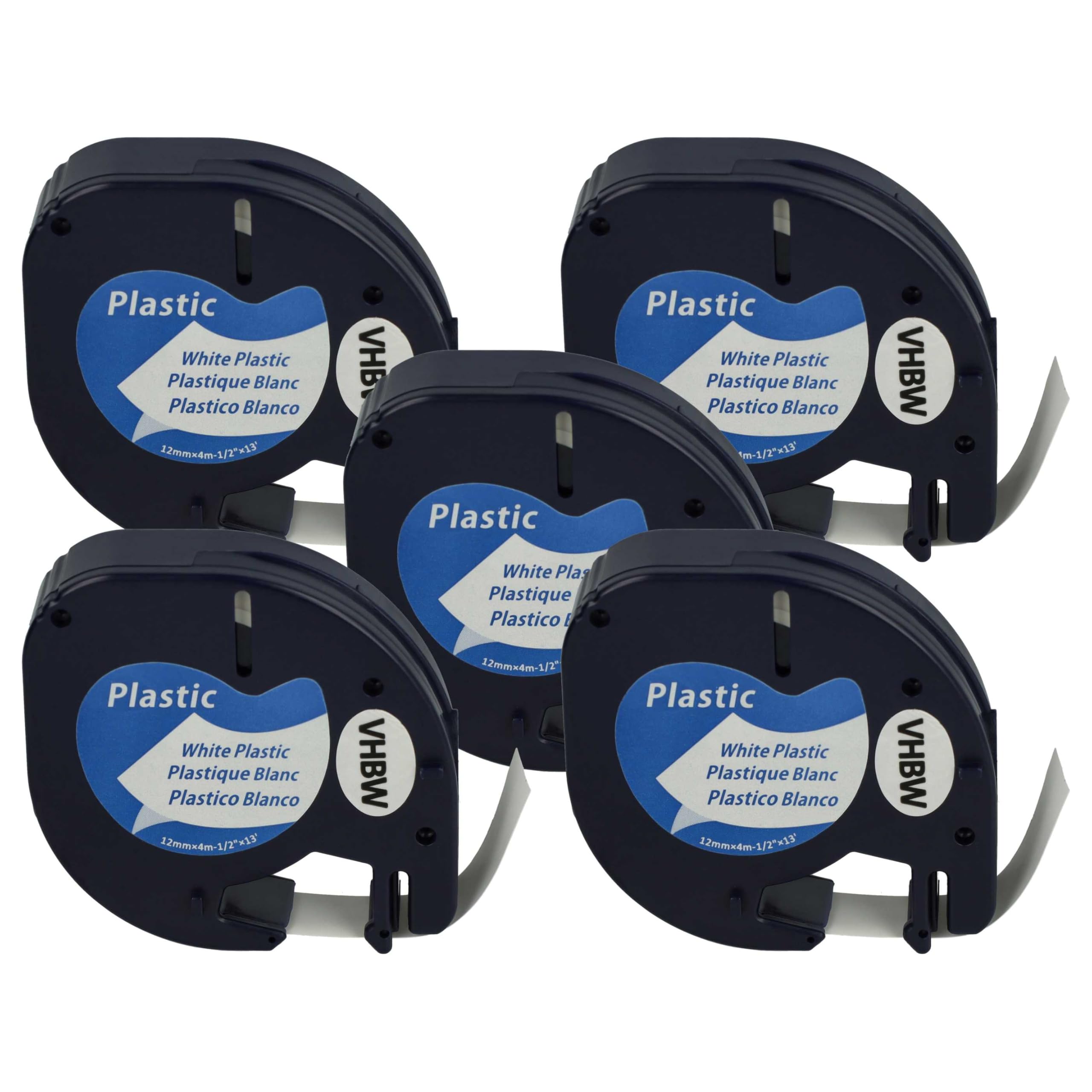 vhbw 5x Schriftband-Kassette Plastik kompatibel mit Dymo LetraTag LT-100H