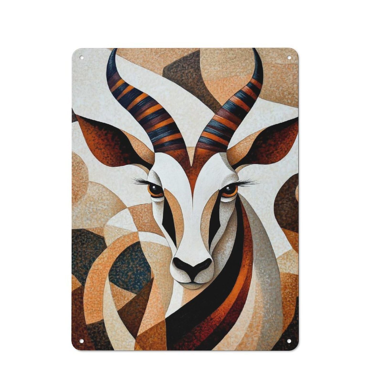 Junmoney African Antelope Retro Printed Metal Sign 40X30cm For Living Room Wall, Wall Decor For People Reorganising Living Room