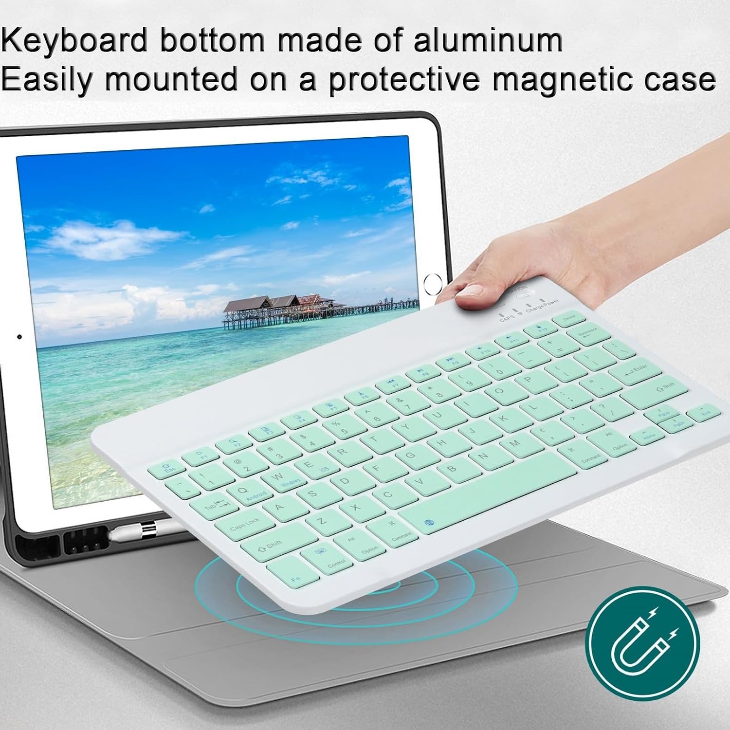 Bluetooth Keyboard and Mouse Combo Ultra-Slim Portable Rechargeable Compact Wireless Mouse Keyboard Set for Pad/iPad Pro/iPad mini/iPad Air Mac OS,Android Windows iOS and Above(Green)