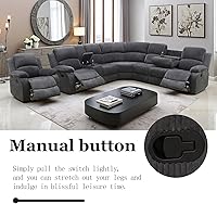 Vista 5 de A Ainehome Juego de Sofá Seccional Reclinable con Almacenamiento, Juegos de Sofá de Pana Reclinables Seccionales Manuales para Sala de Estar con 3