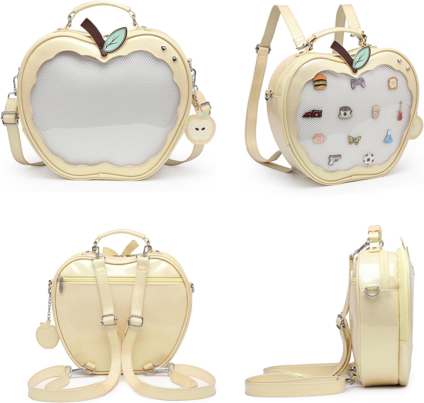 CHERRY SAUCE Cute Red Apple Ita Bag Kawaii Pin Display Purse Backpack Crossbody Shoulder Bag