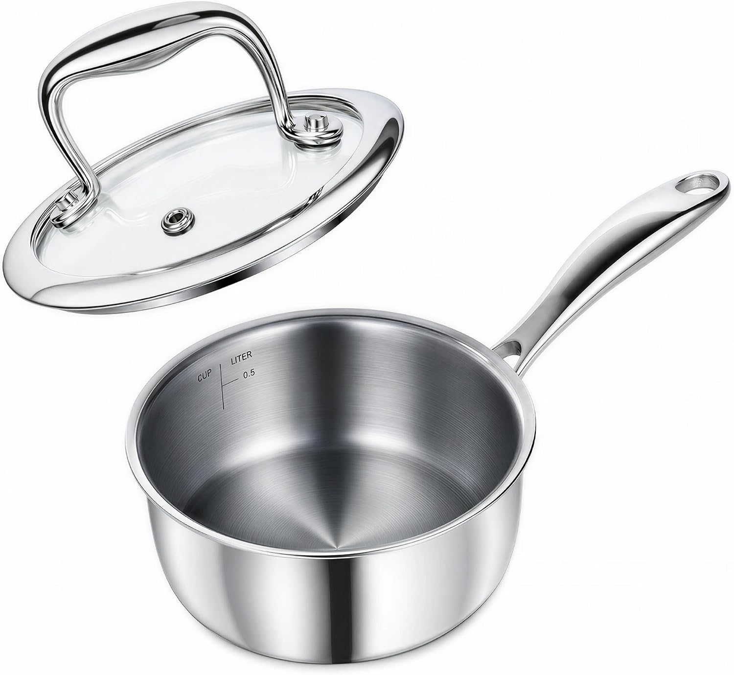 Mini Titanium Saucepan with Lid, Non-Toxic Titanium sauce pans for cooking with Stay-Cool Handle & All Cooktop Compatibility (Gas, Ceramic, Electric)