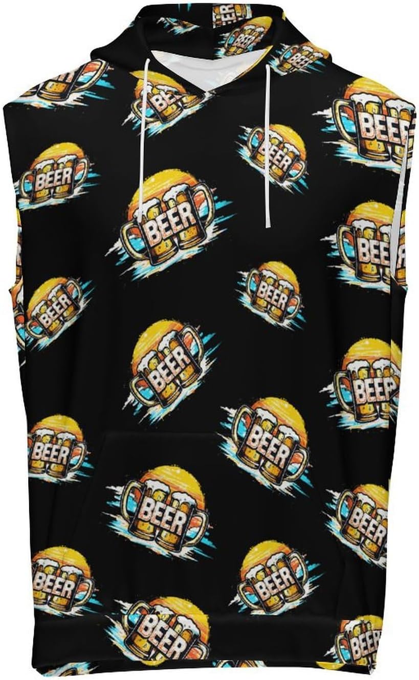 Men's Workout Hooded Tank Tops Sleeveless Muscle Gym T-Shirts