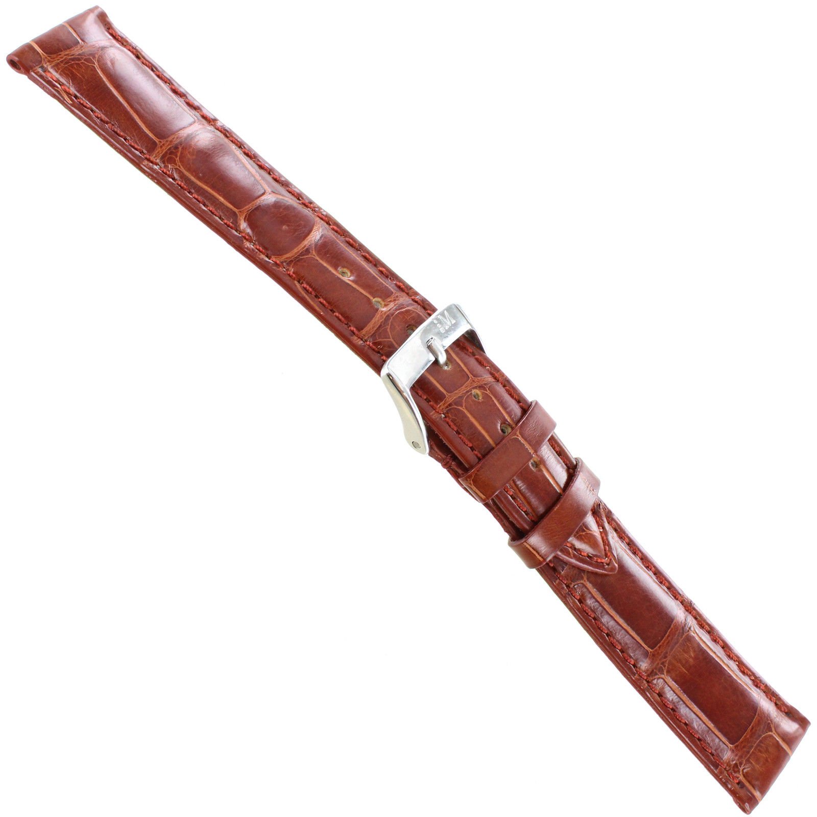18mm Morellato Medium Brown Glossy Genuine Alligator
