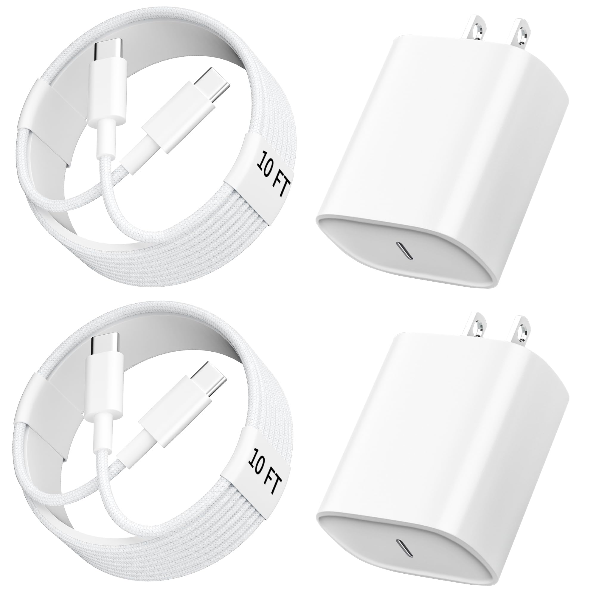 Phone 17 16 15 Charger Fast Charging 10 FT Long Braided USB C Charger Cord with 20W Type