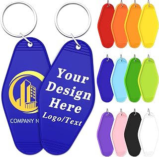 30 PCS Custom Hotel Motel Plastic Keychain, Vintage Motel Keychain Bulk with Logo/Text, Personalized Key Tags