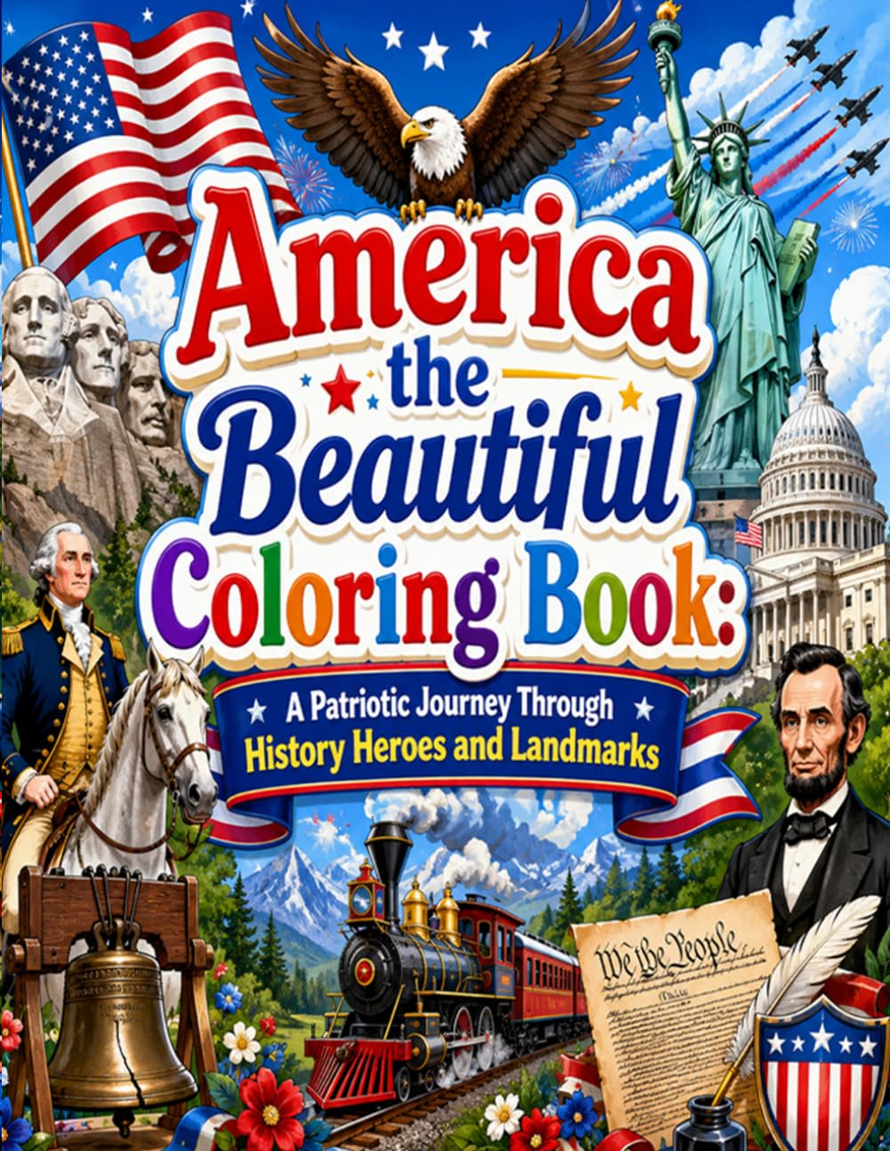 America the Beautiful Coloring Book: A Patriotic Journey Through History Heroes and Landmarks