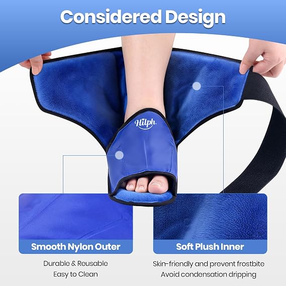Hilph Foot Ankle Ice Pack Wrap for Plantar Fasciitis, Full Coverage Foot Gel Ice Cold Pack for Feet & Ankle & Heel Injuries, Ice Boot for Surgery Recovery, Feet Pain Relief, Achilles Tendonitis, Large