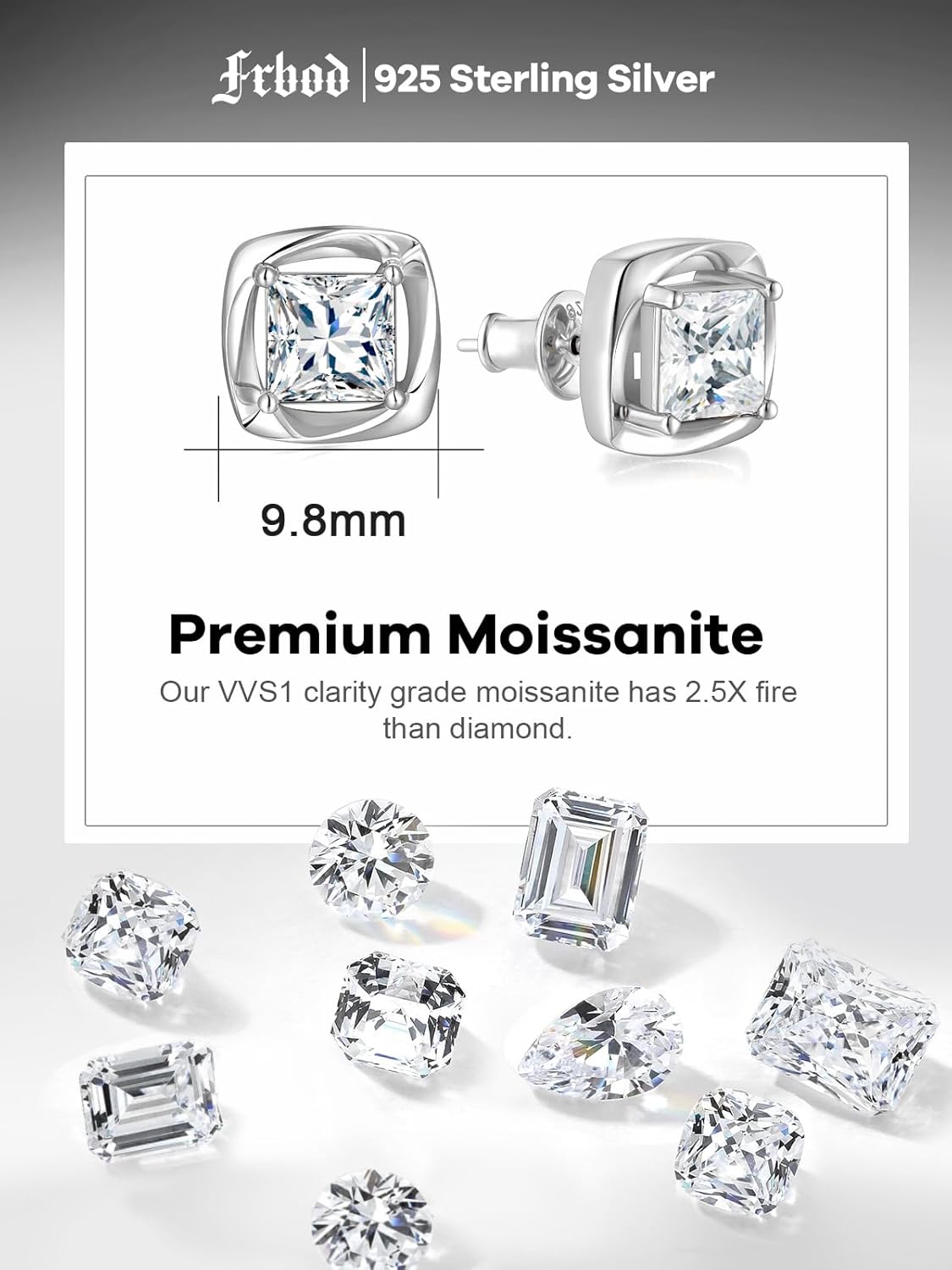 Color-D 2 carats Moissanite Princess/Pear/Teardrop/Oval Cut Stud Earrings for Women Men, Gold/White Gold Plated 925 Sterling Silver Studs, Christmas Mother's Day Valentine's Day Stud Earrings - Image 4