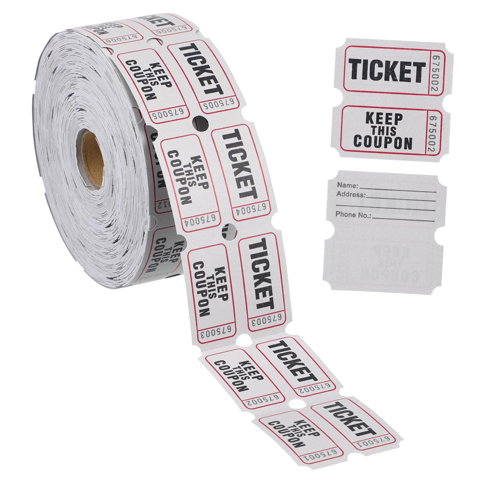 Rollo de Boletos de Rifa de Papel Recubierto, Clásico, Perforado